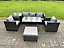 Fimous 6 Seater Wicker Rattan Outdoor Furniture Garden Dining Set with Sofa Oblong Dining Table 2 Armchairs Stool