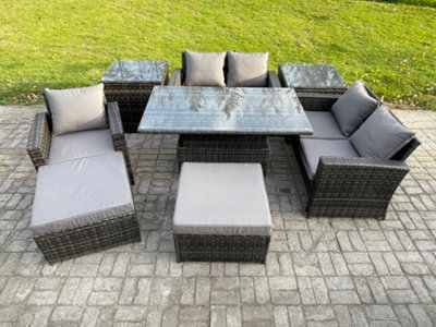 Fimous 7 Seater Outdoor Rattan Patio Furniture Set Garden Height ...