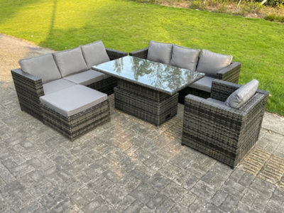 Rattan sofa dining best sale set with adjustable table