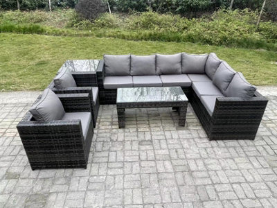 Fimous 8 Seater Rattan Corner Sofa Lounge Sofa Set With