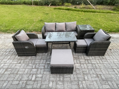 Curated visual reference: Visual Reference: Fimous 8 Seater Rattan Wicker Garden Furniture Patio Conservatory Sofa