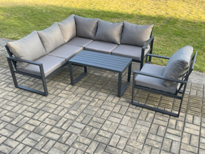 Fimous Aluminium Outdoor Garden Furniture Set Lounge Sofa Oblong Coffee ...
