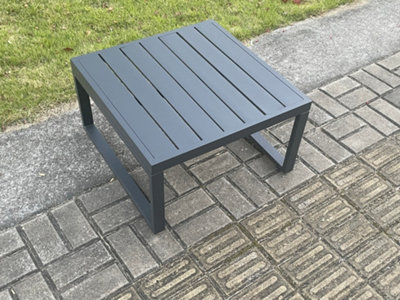 Fimous Aluminium Outdoor Garden Square Coffee Table Patio Tea Table for Balcony, Terrace,Swimming Pool Dark Grey