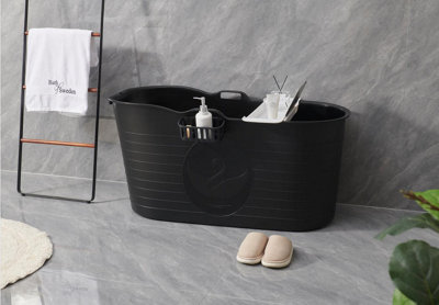 Fimous Bathtub Adults Freestanding Bath for Hot Bath and Ice Bath for Small Bathroom Black