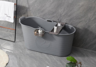 Fimous Bathtub Adults Freestanding Bath for Hot Bath and Ice Bath for Small Bathroom Grey