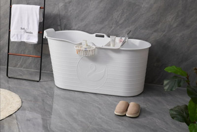 Fimous Bathtub Adults Freestanding Bath for Hot Bath and Ice Bath for Small Bathroom White