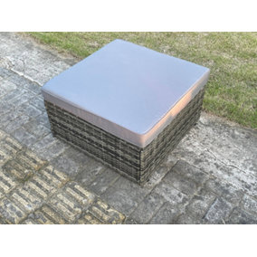 Fimous Dark Grey Mixed Square Rattan Foostool Outdoor Garden Furniture Accessory