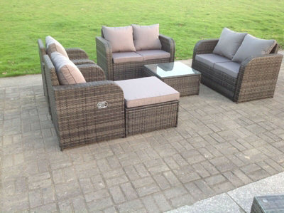 Reclining rattan best sale sofa set