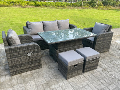 Fimous Dark Mixed Grey Rattan Outdoor Garden Furniture Lifting