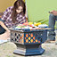 Fimous Fire Pit for Garden and Patio,Upgrade Black Steel Garden Heater Burner,Includes BBQ Grill Spark Guard Poker