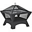 Fimous Fire Pit, Outdoor Portable Fire bowl, Wood Burning Bonfire Pit, Camping BBQ Grill ,with screen cover, cooking grate, poker