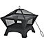 Fimous Fire Pit, Outdoor Portable Fire bowl, Wood Burning Bonfire Pit, Camping BBQ Grill ,with screen cover, cooking grate, poker