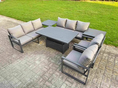 Fimous Garden Aluminium Furniture Set 8 Seater Adjustable Rising ...