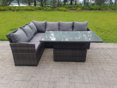 Rattan corner garden online furniture with rising table