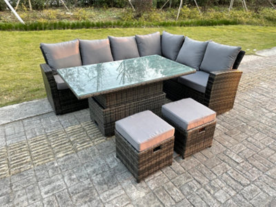 Corner garden sofa with deals rising table