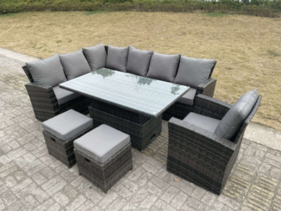 High back rattan garden best sale corner sofa