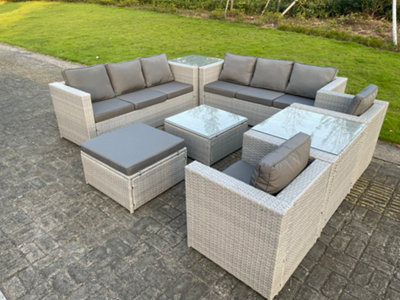 Fimous Light Grey Outdoor PE Rattan Garden Furniture Set Wicker Sofa ...