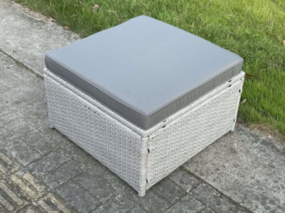 Fimous Light Grey Rattan Footstool Patio Outdoor Garden Furniture With ...
