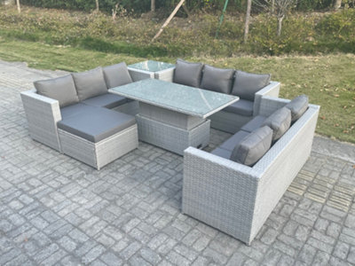 Fimous Lounge Rattan Garden Furniture Set Adjustable Rising Lifting ...