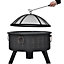 Fimous Outdoor Fire Pit, Steel Fire Pits, Bonfire Fire pit, Patio BBQ Camping, Outdoor Fireplace , Cooking Grate, Poker, Bronze