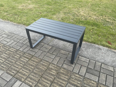 Fimous Outdoor Garden Rectangular Coffee table Aluminium Patio Tea Table for Balcony, Terrace,Swimming Pool Dark Grey