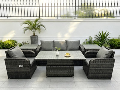 Fimous Outdoor Rattan Furniture Garden Dining Sets Adjustable Rising ...