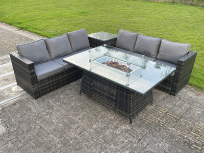 Rattan corner sofa with deals gas fire pit