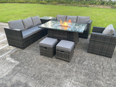 Rattan garden furniture with deals fire pit