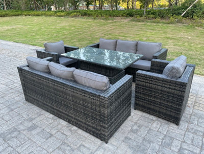 Rattan garden furniture with adjustable deals table