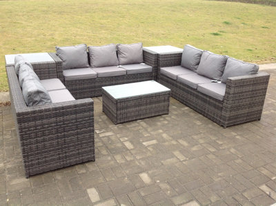 Fimous Outdoor Rattan Garden Furniture Lounge Sofa Set With Oblong ...