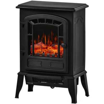 Fimous Portable Electric Fireplace Stove, Indoor Electric Fireplace Heater with Realistic Flame Effect 2000W Space Heater