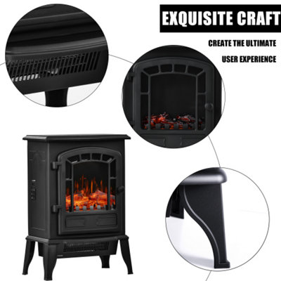 Fimous Portable Electric Fireplace Stove, Indoor Electric Fireplace Heater with Realistic Flame Effect 2000W Space Heater