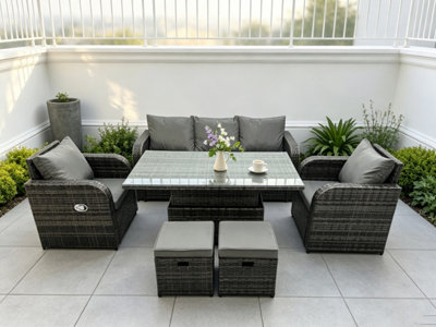 Fimous Rattan Furniture Garden Dining Sets Outdoor Height Adjustable ...