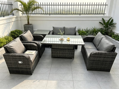 Fimous Rattan Furniture Outdoor Garden Dining Set Height Adjustable ...
