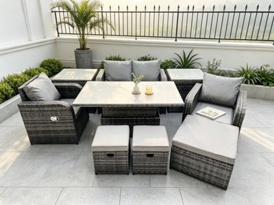 Fimous Rattan Furniture Outdoor Garden Dining Set Patio Height ...