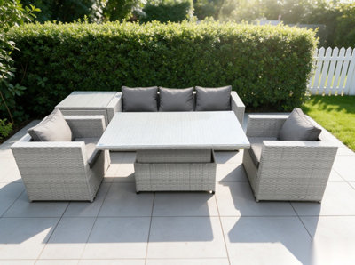Fimous Rattan Garden Funiture Set Adjustable Rising Lifting Table Loung ...