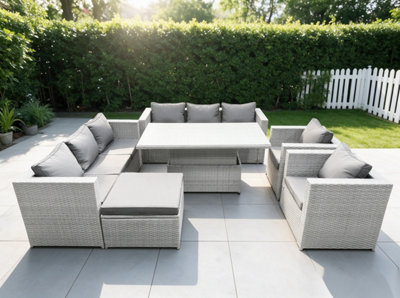 Fimous Rattan Garden Funiture Set Adjustable Rising Lifting Table Sofa ...