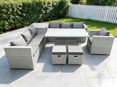 Fimous Rattan Garden Funiture Set Adjustable Rising Lifting Table Sofa ...