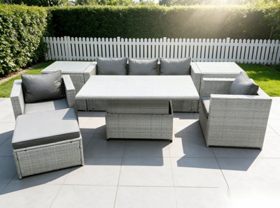 Fimous Rattan Garden Funiture Set Adjustable Rising Lifting Table Sofa ...