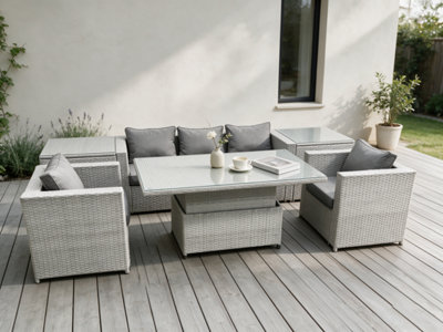 Fimous Rattan Garden Funiture Set Adjustable Rising Lifting Table Sofa ...