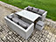 Fimous Rattan Garden Funiture Set Height Adjustable Rising Lifting Table Sofa Dining Set with 2 Small Footstools