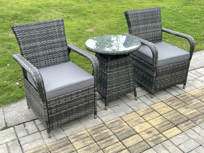 Fimous Rattan Garden Furniture Dining Set Table And Chairs Set Bistro Set Wicker Patio Outdoor 2 Chairs Plus Small Round Table