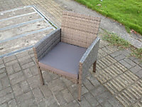 Fimous Rattan High Back Garden Furniture Dining Arm Chair Wicker Patio Outdoor Dark Grey Mixed