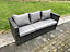 Fimous Rattan Outdoor Furniture Lounge Sofa Garden Dining Set with Dining Table Side Table 2 Small Footstools