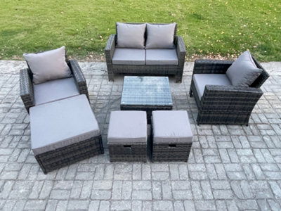 Fimous Rattan Wicker Garden Furniture Patio Conservatory Sofa Set with ...