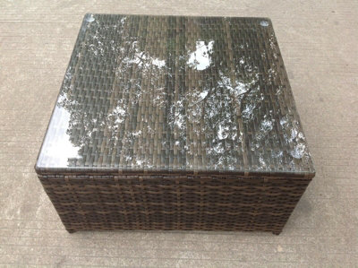 Fimous Square Rattan Coffee Tea Side Table Indoor Outdoor Use Garden