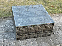 Fimous Square Rattan Coffee Tea Side Table Indoor Outdoor Use Garden Furniture Accessory Patio Dark Grey Mixed