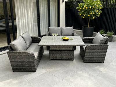 Fimous Wicker PE Rattan Furniture Garden Dining Set Outdoor Height ...