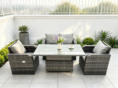 Fimous Wicker PE Rattan Furniture Garden Dining Set Outdoor Patio ...