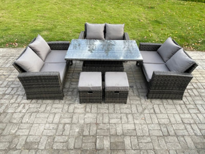 Fimous Wicker PE Rattan Garden Furniture Set Height Adjustable Rising ...